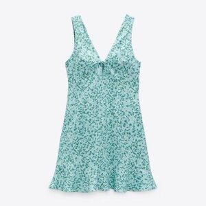 Zara Green Blue Floral Mini Dress